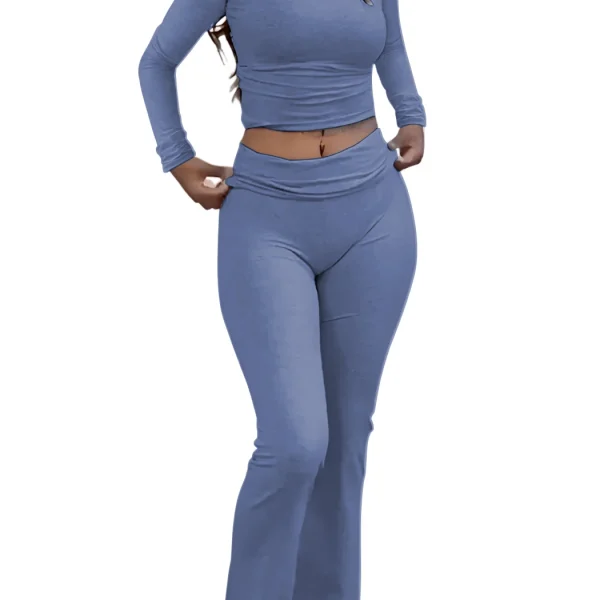Women's Yoga Two-Piece Set Long-Sleeve Wide-Leg Activewear Yoga Set
