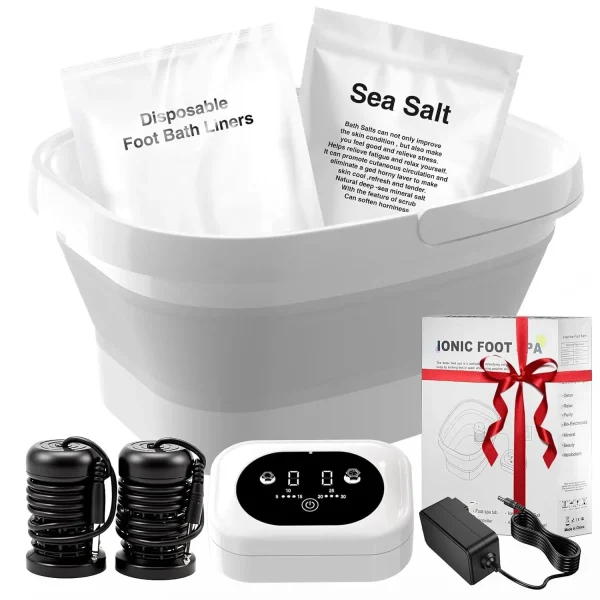 Ionic Foot Detox Bath Machine with 2 Arrays, 80 Liners, Sea Salt