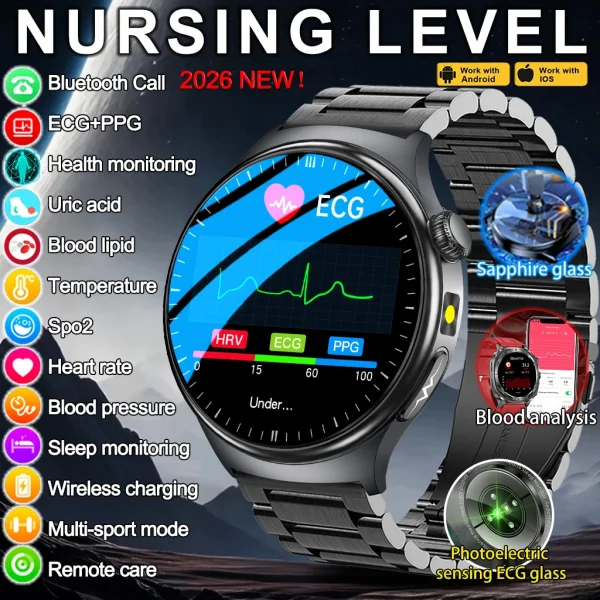 2026New Smart Watch Men Sport ECG Heart Rate Blood Pressure Health Diagnosis Sport Fitness tracking Smartwatches For Men women