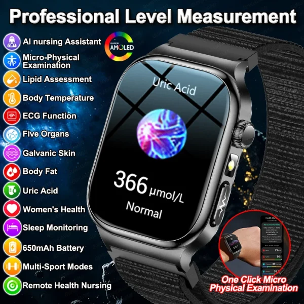 New Blood Lipids Uric Acid Blood pressure Smart Watch Men  training watch